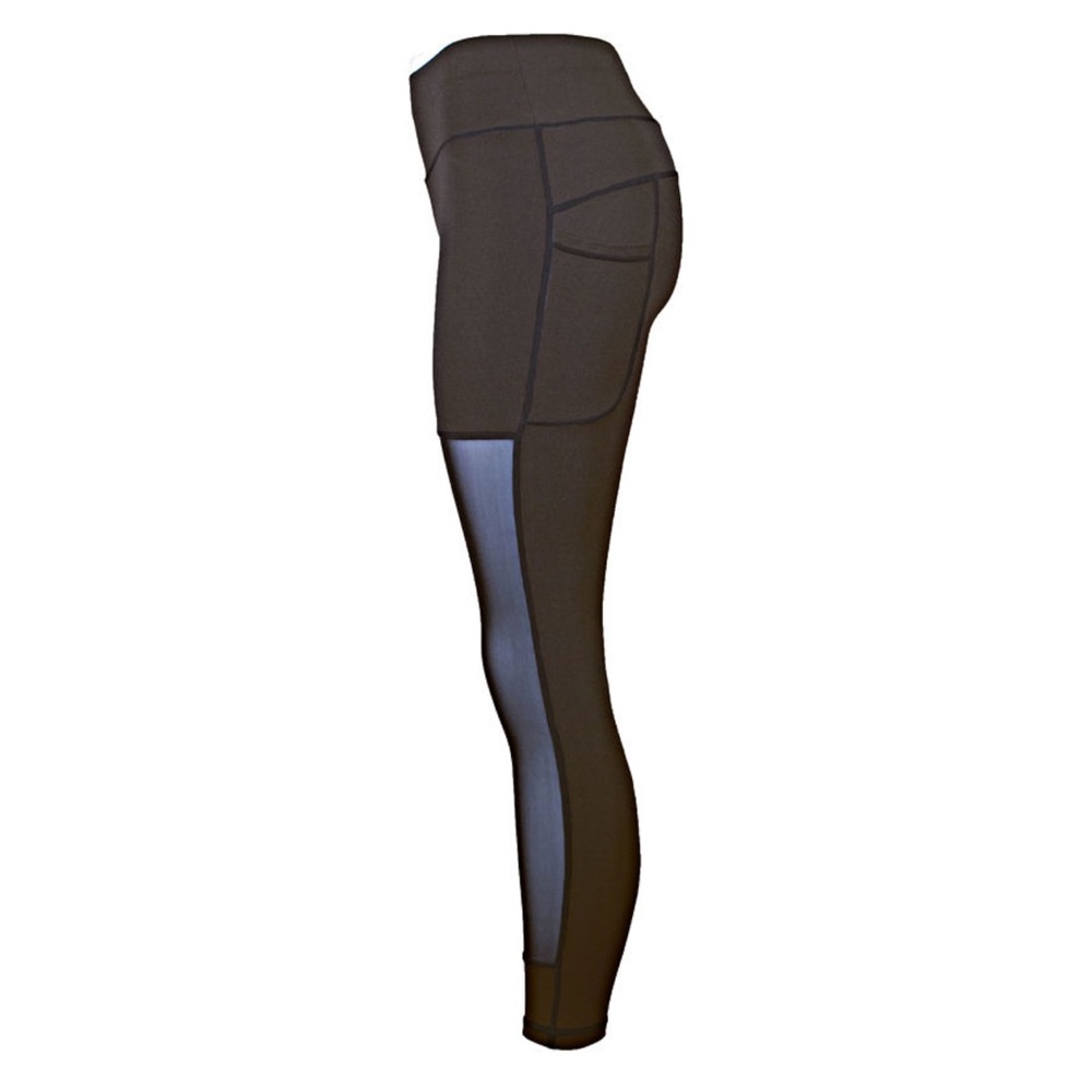 Full Length (with Pockets!) Mesh Panel Black Leggings - Picture 3 of 6